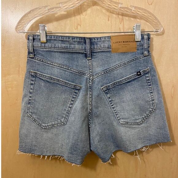 Lucky Brand Lucky Pins High Rise Distressed Cut-Off Jean Short Blue Women's 4/27 - Picture 5 of 11